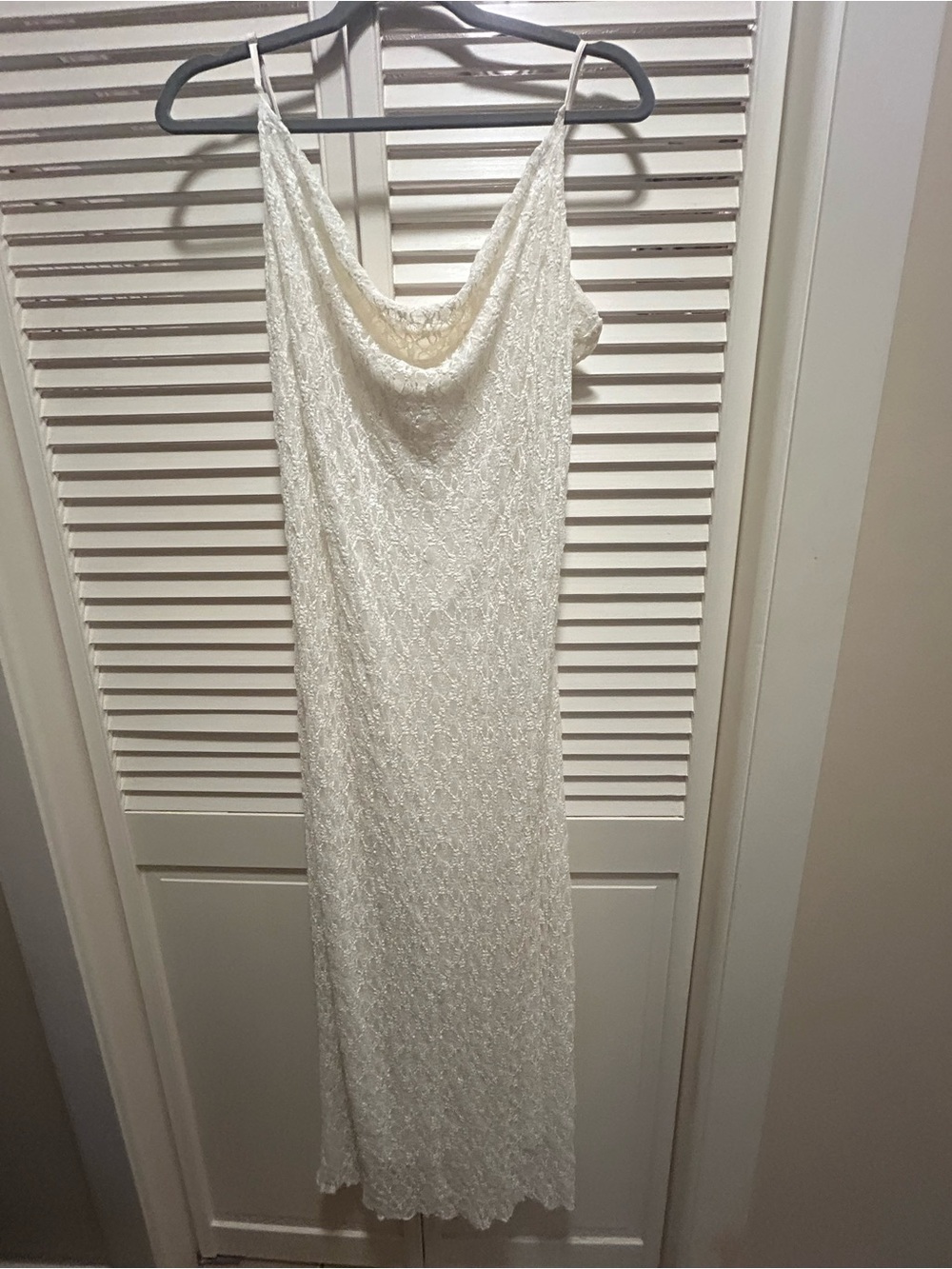 Altar'd State Ivory Lace Maxi Slip Dress with Cowl Neck